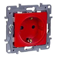 Розетка 1-м СП Etika 16А 250В 2P+E защ. шторки красн. IEK 672722