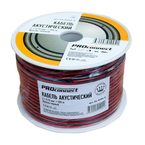 Кабель Stereo 2х0.75 красн./черн. бухта (м) PROCONNECT 01-6104-6 фото 2 Кабель Stereo 2х0.75 красн./черн. бухта (м) PROCONNECT 01-6104-6 фото 2