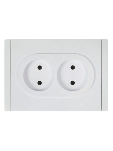 Розетка 2-м СП FORTE&PIANO FP225 10А без заземл. защ. шторки безвинт. крепл. бел. IEK FP-R23-10-1-K01 фото 2