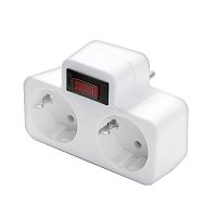 Разветвитель 2-м с заземл. 16А 3500Вт 250В плоский с выключателем бел. DОМТОК 2664