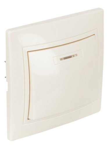 Выключатель 1-кл. СП Кварта 10А IP20 ВС10-1-1-ККм с индикацией крем. GENERICA EVK11-K33-10-DM фото 2