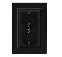 Розетка двойная с заземления Karea черн. Makel 56054082