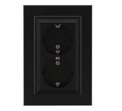 Розетка двойная с заземления Karea черн. Makel 56054082 Розетка двойная с заземления Karea черн. Makel 56054082