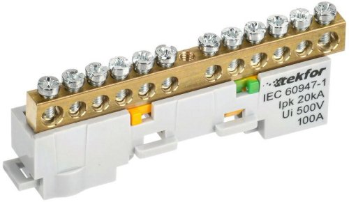 Шина PE "земля" неизол. на универс. держ. 6х9-12-Ж TEKFOR IEK TF-NN10-12-DL-K05 Шина PE "земля" неизол. на универс. держ. 6х9-12-Ж TEKFOR IEK TF-NN10-12-DL-K05