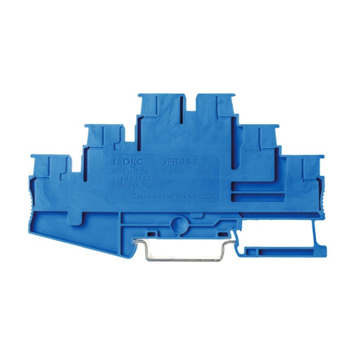Клемма трехуровневая зажим push-in 6 точек подключения 2.5кв.мм син. DKC VPR-2.5-3L-BU фото 2