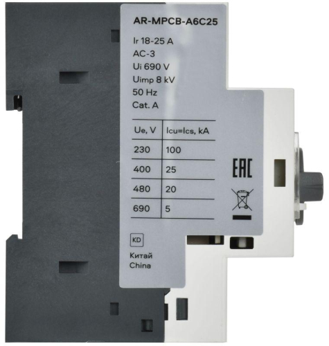 Выключатель автоматический защиты двигателя ARMAT A6 GV3P 18-25А IEK AR-MPCB-A6C25 фото 5 Выключатель автоматический защиты двигателя ARMAT A6 GV3P 18-25А IEK AR-MPCB-A6C25 фото 5