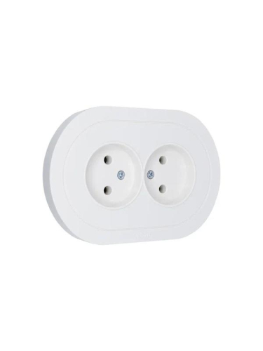 Розетка 2-м СП OSEN без заземл. ПБТ круглая бел. LEZARD 744-0200-128B фото 2