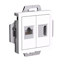 Розетка 2-м AtlasDesign HDMI+RJ45 кат.5E механизм бел. SE ATN000182