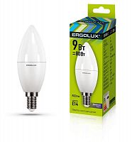 Лампа светодиодная LED-C35-9W-E14-6К Свеча 9Вт E14 6500К 172-265В Ergolux 13169