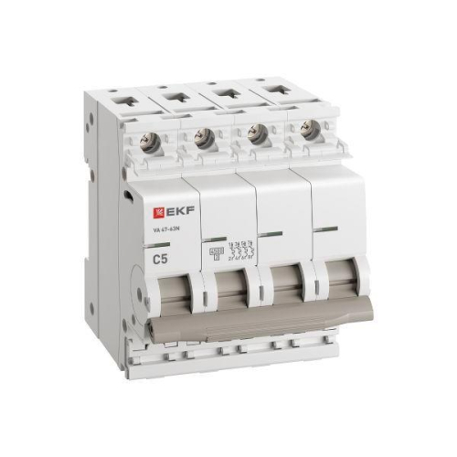 Выключатель автоматический 4п C 5А 4.5кА ВА 47-63N PROxima EKF M634405C фото 3