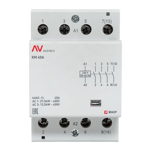 Контактор модульный КМ 40А 4NO 230В AC (3 мод.) AVERES EKF km-av-3-40-40-230V фото 3