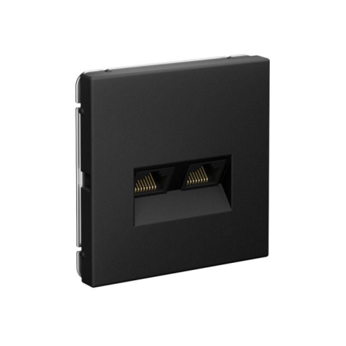 Розетка компьютерная 2-м ArtGallery RJ45 + RJ45 кат.5E механизм карбон SE GAL001085 фото 2