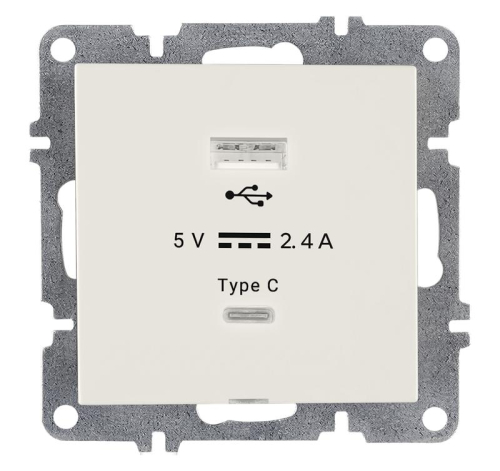 Розетка LAVIN/KAREN USB + TYPE-C механизм бел. ARVIA 50 01 1000 304 Розетка LAVIN/KAREN USB + TYPE-C механизм бел. ARVIA 50 01 1000 304