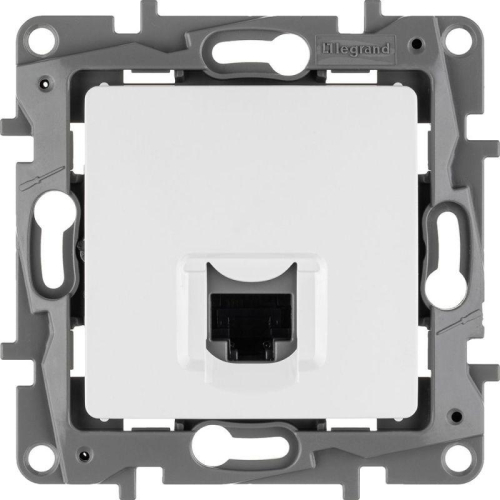 Розетка компьютерная 1-м СП Etika RJ45 кат.5E UTP механизм бел. IEK 672241 фото 2