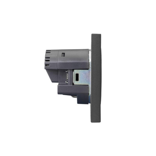 Розетка 1-м СП STRONG MIELE 16А с заземл. защ. шторки с USB A+C быстрой зарядки 5В/3А графит Kranz KR-78-0704-6 фото 4