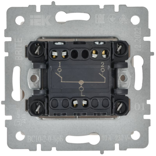 Выключатель 2-кл. Brite 10А ВС10-2-0-БрБ механизм бел. IEK BR-V20-0-10-K01-PRO фото 3