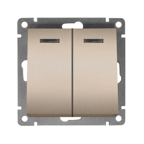 Выключатель 2-кл. СП Афина 10А IP20 с подсветкой механизм шампань Universal A0123-Br Выключатель 2-кл. СП Афина 10А IP20 с подсветкой механизм шампань Universal A0123-Br