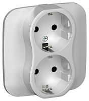 Розетка 2-м СП FLITE РС12-1-А-ФлА 16А с заземл. без защ. шторок безвинтовое крепление в сборе механизм алюм. IEK FI-R21A-16-1-K47