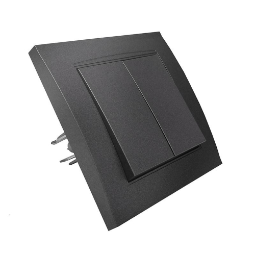 Выключатель 2-кл. СП Бриллиант 10А IP20 в сборе графит Universal 7947403-Gr фото 2