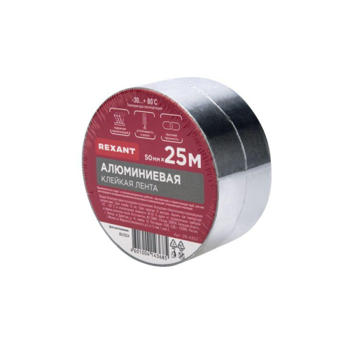 Лента алюминиевая 50ммх25м Rexant 09-4352 фото 3 Лента алюминиевая 50ммх25м Rexant 09-4352 фото 3