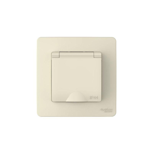 Розетка 1-м СП Blanca 16А IP44 250В с заземл. защ. шторки с крышкой молочн. SE BLNRS441112 фото 3