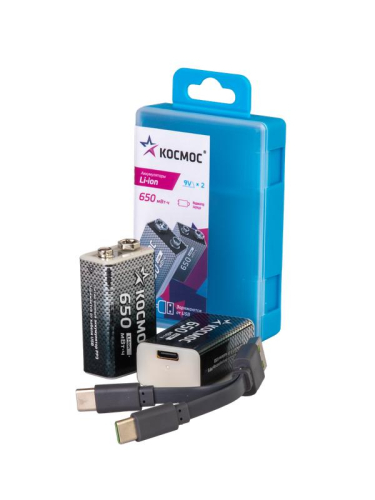 Аккумулятор крона Li-ion 9В 650мВт.ч (уп.2шт) КОСМОС KOCLi9V650mAh2B фото 3 Аккумулятор крона Li-ion 9В 650мВт.ч (уп.2шт) КОСМОС KOCLi9V650mAh2B фото 3