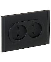 Розетка 2-м СП FORTE&PIANO FP125 10А без заземл. защ. шторки безвинт. крепл. черн. IEK FP-R23-10-1-K02