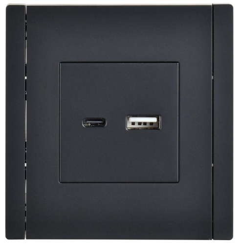 Розетка USB A+C 18Вт FORTE&PIANO FP151 черн. IEK FP-U22-018-K02 фото 2 Розетка USB A+C 18Вт FORTE&PIANO FP151 черн. IEK FP-U22-018-K02 фото 2