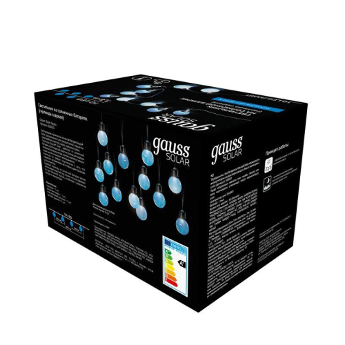 Гирлянда светодиодная садовая Solar "Большие Шары" 10 ламп бел. IP44 GAUSS GS033 фото 2