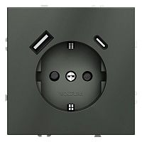 Розетка 1-м СП S70 16А с USB A+С с заземл. защ. шторки механизм титан Voltum VLS040506