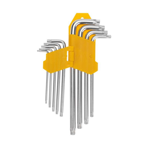 Набор ключей имбусовых Tamper-Torx 9шт ТТ10-ТТ50 закаленные удлиненные никель Kranz KR-12-5221 фото 5