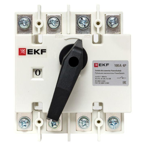 Рубильник-выключатель 4п 100А с рукояткой управления для прямой установки PowerSwitch EKF psds-100-4 фото 3