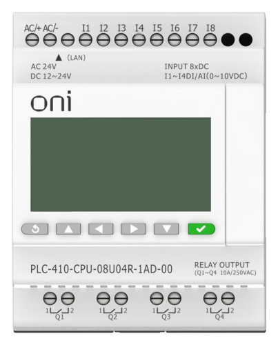 Модуль ЦПУ ПЛК 410 4 DI 4 UI (0-10 В/DI) 4 RO 12В-24В DC или 24В AC с Ethernet портом с экраном ONI PLC-410-CPU-08U04R-1AD-00 фото 2 Модуль ЦПУ ПЛК 410 4 DI 4 UI (0-10 В/DI) 4 RO 12В-24В DC или 24В AC с Ethernet портом с экраном ONI PLC-410-CPU-08U04R-1AD-00 фото 2