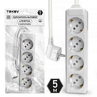 Удлинитель 4х5м с заземл. 10А 3х1.5 TOKOV ELECTRIC TKL-C01-BU4-5-1.5-Z