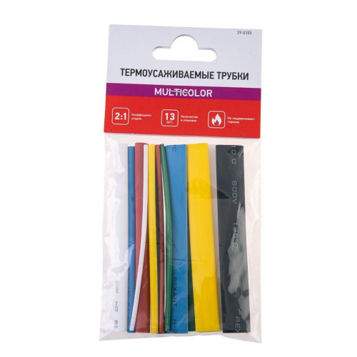 Набор трубок термоусадочных №3 MULTICOLOR ТУТ нг (уп.13шт по10см) Rexant 29-0103 фото 5