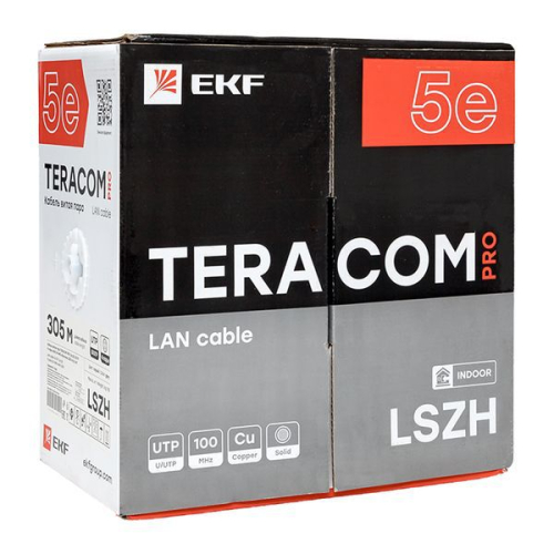 Кабель витая пара U/UTP кат.5E 4 пары 24 AWG solid LSZH нг(А)-HF сер. (м) TERACOM PRO EKF TRP-5EUTP-04LSH-GY-IN3 фото 4 Кабель витая пара U/UTP кат.5E 4 пары 24 AWG solid LSZH нг(А)-HF сер. (м) TERACOM PRO EKF TRP-5EUTP-04LSH-GY-IN3 фото 4