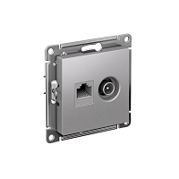 Розетка компьютерная + телевизионная 2-м СП AtlasDesign RJ45 кат.5E + TV механизм алюм. SE ATN000389