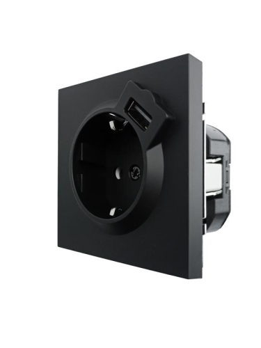Розетка 1-мест. с/з+USB разъем СП ZIMA IP20 черн. бархат LEZARD 704-4288-181 фото 5
