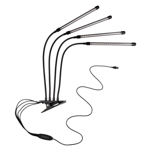 Светильник светодиодный "КРИСТАЛЛ" CTL2-USB-bl Agro 4х10Вт IP40 для растений спектр 4 плафона на прищепке пульт на шнуре красн./син. ФАZА 5068810 фото 2