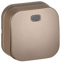 Выключатель 1-кл. ОП GLORY ВС20-1-1-ХШм 10А с индикацией шампань матов. IEK EVH11-K37M-10