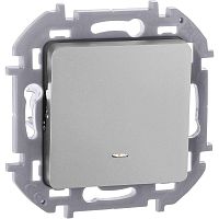 Переключатель 1-кл. Inspiria 10А IP20 250В 10AX с подсветкой/индикацией механизм алюм. IEK 673662