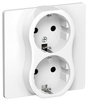 Розетка 2-м СП FLITE РС12-0-К-ФлБ 16А с заземл. без защ. шторок в сборе механизм бел. IEK FI-R21C-16-K01