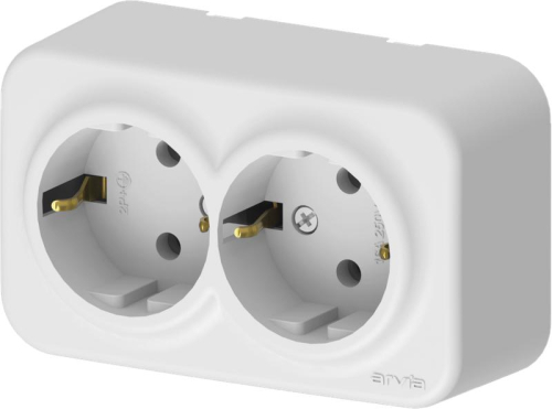 Розетка 2-м СП ARIA 16А IP20 с заземл. бел. ARVIA 25 01 1000 907 Розетка 2-м СП ARIA 16А IP20 с заземл. бел. ARVIA 25 01 1000 907
