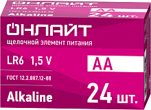Элемент питания алкалиновый 90 635 OBT-ALK-LR6-BOX24 (бокс 24шт) ОНЛАЙТ 90635