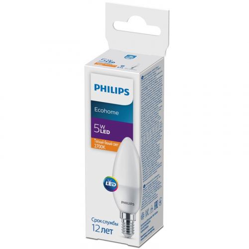 Лампа светодиодная Ecohome LED Candle 5Вт 500лм E14 827 B36 Philips 929002968437 фото 2