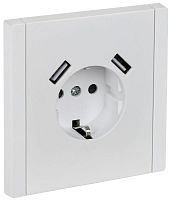 Розетка FORTE&PIANO 16А USB A+A 3.1А FP245 с заземл. защ.шторки винт. крепл. бел. IEK FP-R14-16-U21-D31-K01
