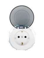 Розетка 1-м СП OSEN с заземл. с крышкой ПБТ бел. LEZARD 743-0288-123B