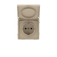 Розетка силовая KANT IP44 2P+E защ. шторки с крышкой ванильн. марципан DKC 7015013