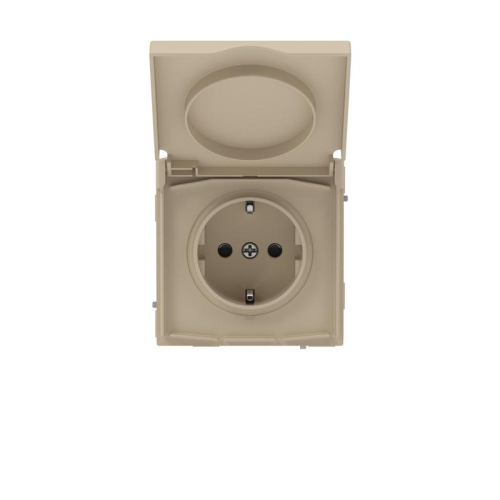 Розетка силовая KANT IP44 2P+E защ. шторки с крышкой ванильн. марципан DKC 7015013 Розетка силовая KANT IP44 2P+E защ. шторки с крышкой ванильн. марципан DKC 7015013
