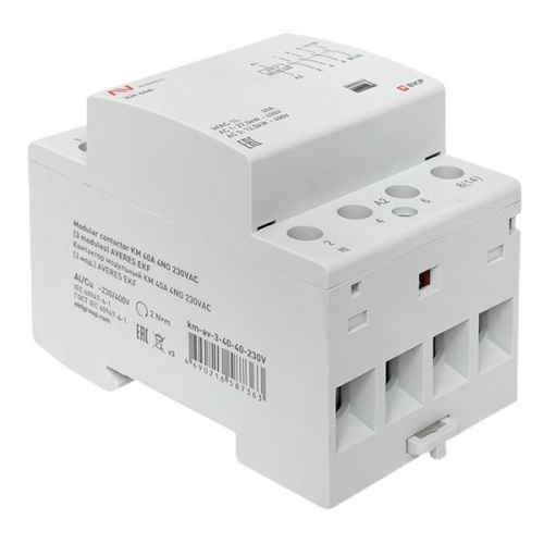Контактор модульный КМ 40А 4NO 230В AC (3 мод.) AVERES EKF km-av-3-40-40-230V фото 9